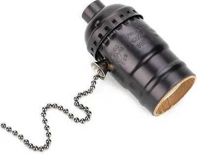 Image de Douille E27 en aluminium avec fermeture à sangle - Douille à vis de taille moyenne - Lampe de table et lampadaire - Lampe à monter soi-même en aluminium - Noir.