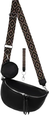 Produktbild von Bauchtasche Umhängetasche Crossbody-Bag Kunstleder Italy-Design BLACK (53096)