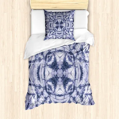 Produktbild von ABAKUHAUS Ombre Bettbezug Set für Einzelbetten, Modern Artsy Bohemian, Milbensicher Allergiker geeignet mit Kissenbezug, Lavendelblau Indigo