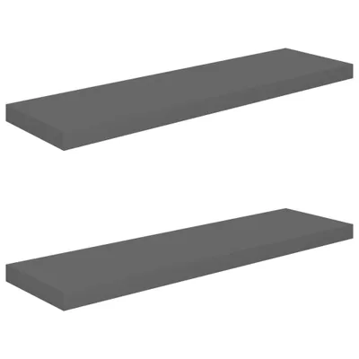 Image de Étagère murale flottante 2 pcs Gris brillant 90x23,5x3,8 cm MDF
