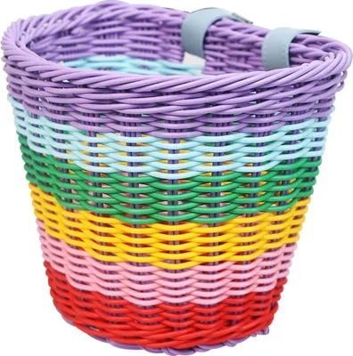 Produktbild von Gewebter Aufbewahrungskorb, Roller, Gehhilfe, Kinderfahrradkorb, Gemüsekorb, Rattankorb, Fahrradkorb, Regenbogenfarbe