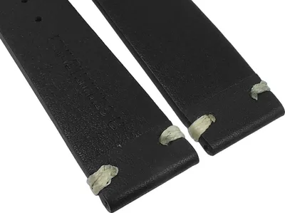 Produktbild von Minott > Uhrenarmband Leder flach schwarz Ziernaht > Dornschließe, Stegbreite:22mm, Schließe:Silbern