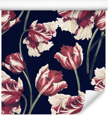 Produktbild von 10m VLIES TAPETE Rolle Natur Blumen Flora Tulpen Pflanzen Gemalt Muster XXL