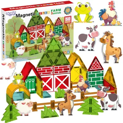 Produktbild von Woopie Magnetische Bausteine ​​7,5 cm Bauernhof 50 Stk.
