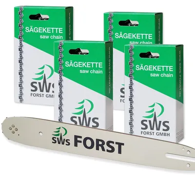 Produktbild von 38cm SWS Schwert Set mit 4 Halbmeißel Sägeketten 325 1,3mm 64TG passend Husqvarna 42 44 45