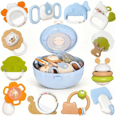 Image de 12 anneaux de dentition et jouets à grelot pour bébés