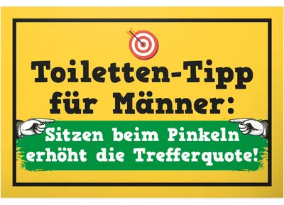 Productafbeelding van Grappig Toiletbord 'Sitting Pee' 30 x 20 cm