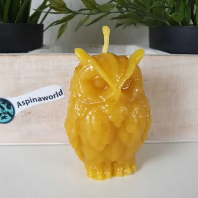 Produktbild von Bienenwachskerze Eulen Kerze 8 cm