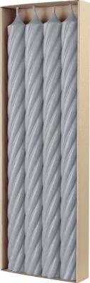 Produktbild von Stabkerzen aus Paraffin, RUSTIC TWIST, 350/28 mm, Silbergrau, WENZEL, Brenndauer ca. 20h, 4 Stück pro Verpackung