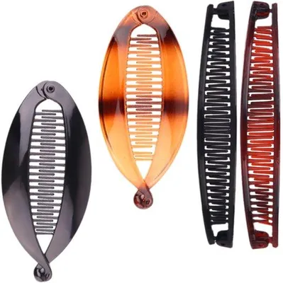 Image de Lot de 4 pinces à cheveux en forme de banane, avec peigne, pour cheveux fins