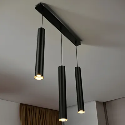 Produktbild von Pendelleuchte 3 flammig Esstisch Esszimmer Metall Schwarz Zylinder Hängelampe