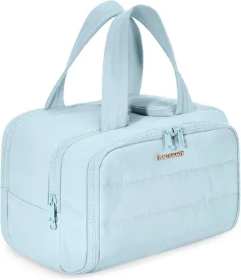 Image de Grande trousse de voyage pour femme – Trousse à maquillage légère avec poignée, bleue