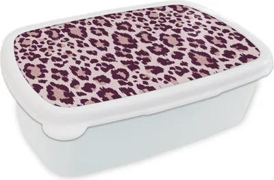 Produktbild von KitchenYeah® Lunchbox Brotzeit Brotdose 17x11 cm Schnittmuster - Panther - Rosa Kinder Brotzeitdose - Lunch Box - Kinder - Sandwich-Box - Schulbox - Lunch Boxen