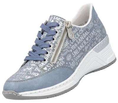 Produktbild von Rieker Damen Sneaker Metallic Reißverschluss Keilabsatz N4316, Größe:41 EU, Farbe:Blau