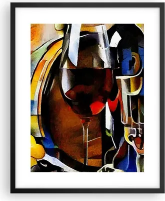 Produktbild von Gerahmtes Poster - Schwarzer Rahmen - Wein Abstraktion - 40x50 cm - Wand Bild - Wanddeko - Wandbilder - Kunstposter - Wandposter - Bilderrahmen - Bilder - Kunstdruck - Wandbild - P2BPA40x50-3477