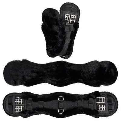 Obrázek produktu pro Krátký podbřišník Equinate Luke anatomický se syntetickou jehněčí kůží 60 cm černý