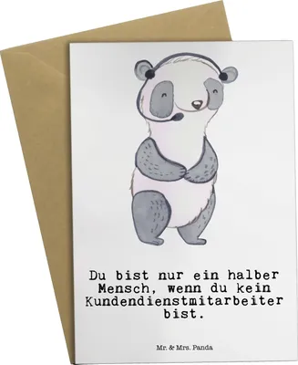 Produktbild von Mr. & Mrs. Panda Klappkarte Kundendienstmitarbeiter Herz - Weiß - Geschenk, Customer Service, Spruch, glückwunschkarten, Grußkarte, Callcenteragent, osterkarten, Lustig