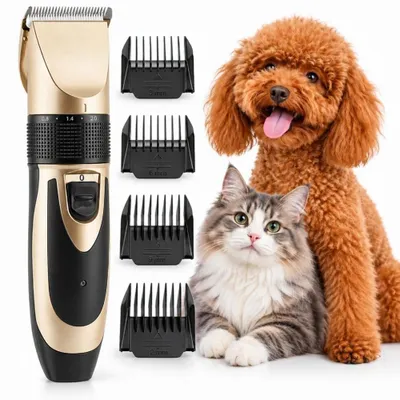 Immagine prodotto di Tosatrice Per Cani E Gatti Silenziosa Con 4 Pettini 3 6 9 12 mm USB Per Pelo Folto E Aggrovigliato, Immagine generata dall'IA