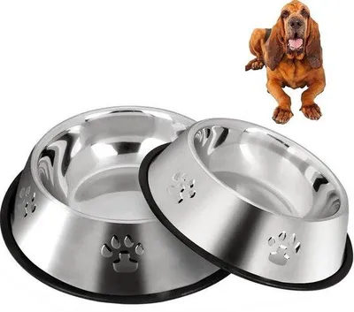 Immagine prodotto di 2 contenitori per cibo per cani in acciaio inossidabile, antiscivolo, 30 cm, per cani di grossa taglia