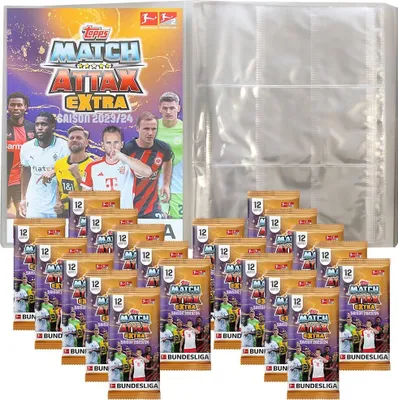 Zdjęcie produktu dla Topps Match Attax EXTRA Bundesliga 2023/24 - 1 pusty folder kolekcjonerski + 20 boosterów