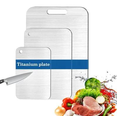 Immagine prodotto di Elzusha - Set di 3 taglieri in acciaio inossidabile con rivestimento in titanio