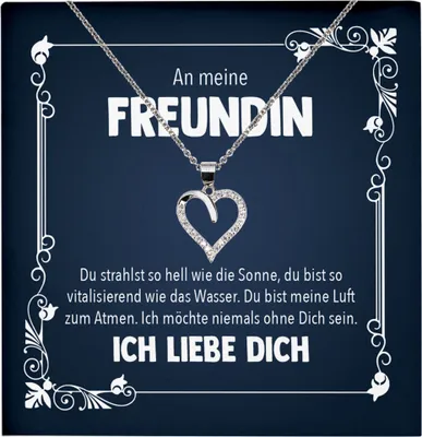 Produktbild von 22Feels Echt Silber Halskette - Jahrestag Geschenk Frauen Schmuck Set Freundin Valentinstag  Geburtstag Weihnachten - Herz Anhänger, Karte