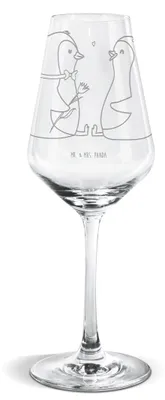 Produktbild von Mr. & Mrs. Panda Weinglas Pinguin Pärchen - Transparent - Geschenk, Weißwein Glas, Verknallt, Liebe, Weißweinkelch, wein, Hochzeit, Hochzeitstag, Hochzeitsgeschenk