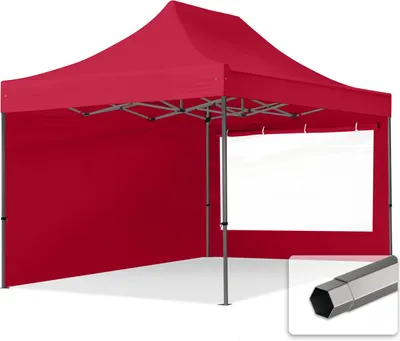 Produktbild von TOOLPORT 3x4,5m Stahl Faltpavillon, inkl. 2 Seitenteile, rot