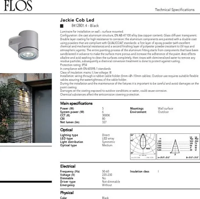 Produktbild von Flos Jackie LED 5W 220-230V WW 40 BK 4 8412801.4