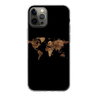Produktbild von MuchoWow® Handyhülle Schutzhülle Hülle für iPhone 12 Pro Weltkarte - Stoff - Karte Silikon Softcase Handy Hülle - Abdeckung
