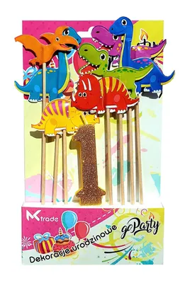 Immagine prodotto di Decorazioni di compleanno: candeline e dinosauri (8 pezzi) - GoParty