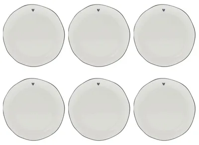 Produktbild von 6er Set Dessertteller HEART mit schwarzem Herz 16cm Bastion Collections
