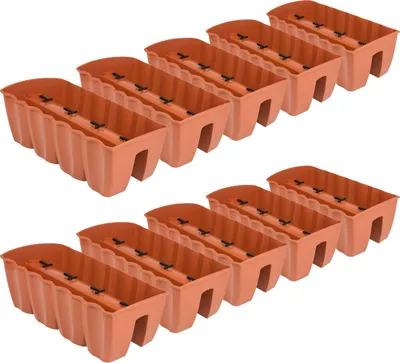 Produktbild von 10x Blumenkasten 60cm Hängetopf Blumentopf Balkontopf Geländertopf DCRO Terrakotta