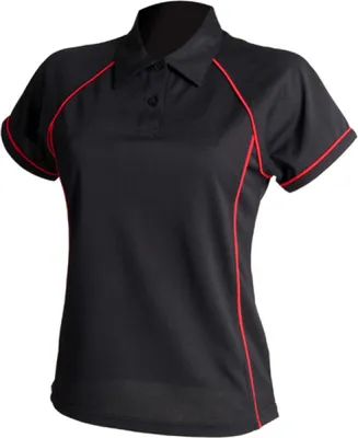 Produktbild von Finden+Hales LV371 | Ladies Piped Performance Damen Poloshirt - Farbe: Black/Red - Größe: XL