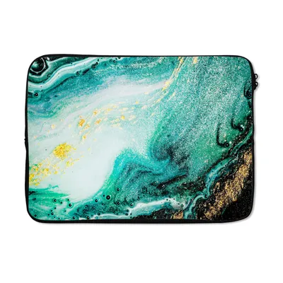 Produktbild von MuchoWow® Laptop Hülle 14 ZollMarmoroptik - Blau - Gold - Glitzer - Luxus - Marmor Laptoptasche - Laptoptasche - Stoßsicher - Schutzhaube