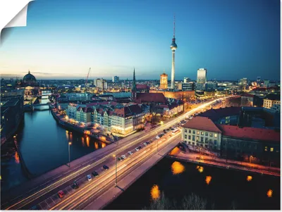 Produktbild von ARTland Poster Berlin Cityscape am Abend Größe: 120x90 cm