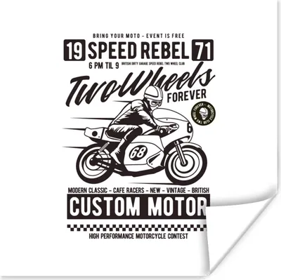 Produktbild von MuchoWow® Poster Motorrad - Helm - Retro 30x30 cm - Wandposter - Printing