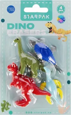 Produktbild von Radiergummis 4 Stück Blister Dinosaurier Starpak