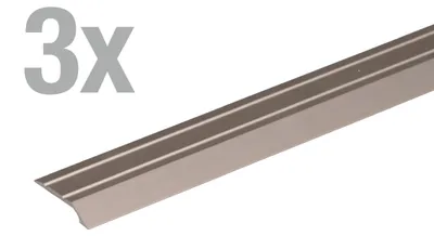 Obrázek produktu pro Alberts 499716 Vyrovnávací profil, samolepicí, hliník, eloxovaný, barva nerezové oceli, rozměry 900 x 39 mm, sada 3 kusů