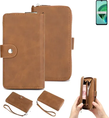 Produktbild von K-S-Trade Handyhülle Schutzhülle kompatibel mit Xiaomi Redmi 10 5G & Portemonnee Tasche Handytasche Case Etui Geldbörse Wallet braun (1x)