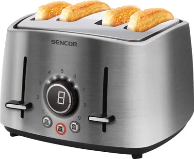 Produktbild von SENCOR STS 5070SS Elektrický topinkovač, 4 otvory, elektronický časovač 9 stupňů nastavení, příkon 1 600 W