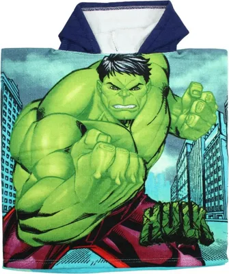 Produktbild von Marvel Avengers Hulk Iron Man Kinder Mikrofaser Poncho Badeponcho mit Kapuze