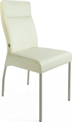 Produktbild von SIX Echtleder Esszimmerstuhl Bürostuhl Küchenstuhl mit massiven Edelstahlfüssen Doppelter Ergonomischer Rücken Sitzkomfort Edles 1,3mm Dickes Leder Gatto Weiss