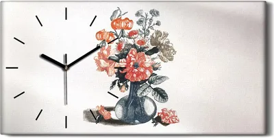 Produktbild von Wandbild Leinwand Bilder mit Uhr 60x30 Zeichnung Florale Blumen Pflanzen - schwarze Hände