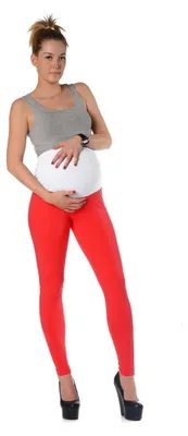 Produktbild von Umstandsleggings Leggings mit Taschen Baumwolle; Rot/Weiß 3XL/46