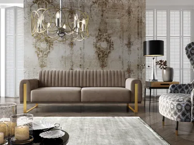 Produktbild von Sofa Designersofa VALERIE 3-Sitzer in Stoff Elisa Velvet Cappuccino