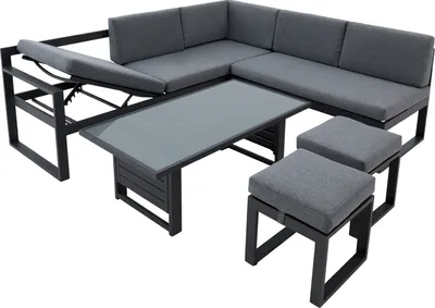 Produktbild von Gartenlounge - Anthrazit - Aluminiumrahmen - Hartglasplatte - 16-teilig