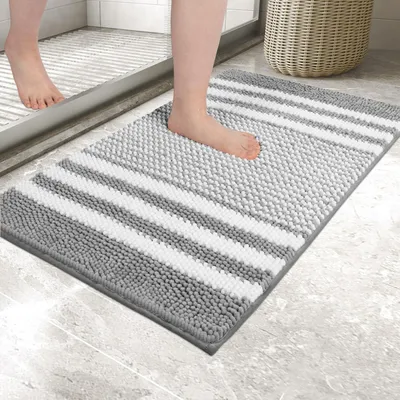 Produktbild von Mikrofaser-Chenille-Badematte 50 x 80 cm, weich, saugfähig, waschbar – Grau
