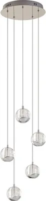 Produktbild von Lucande LED-Pendellampe Hayley, Ø 30 cm, 5-flg., chrom, Glas