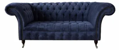 Produktbild von Chesterfield Design Sofa Couch 2 Sitzer Polster Blau Sofas Couchen Neu
